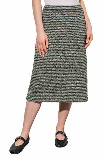 Ming Wang Tweed Knit Midi Pencil Skirt