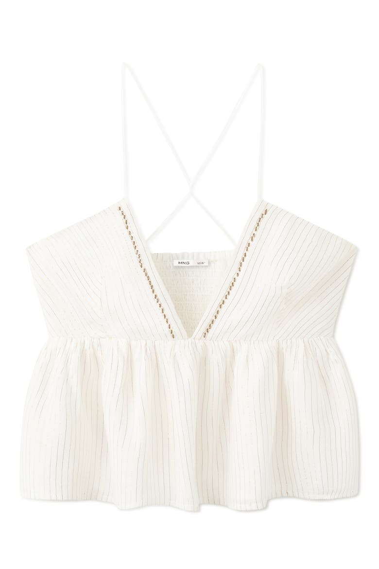 Embroidered Bead Detail Stripe Top, Alternate, color, OFF WHITE
