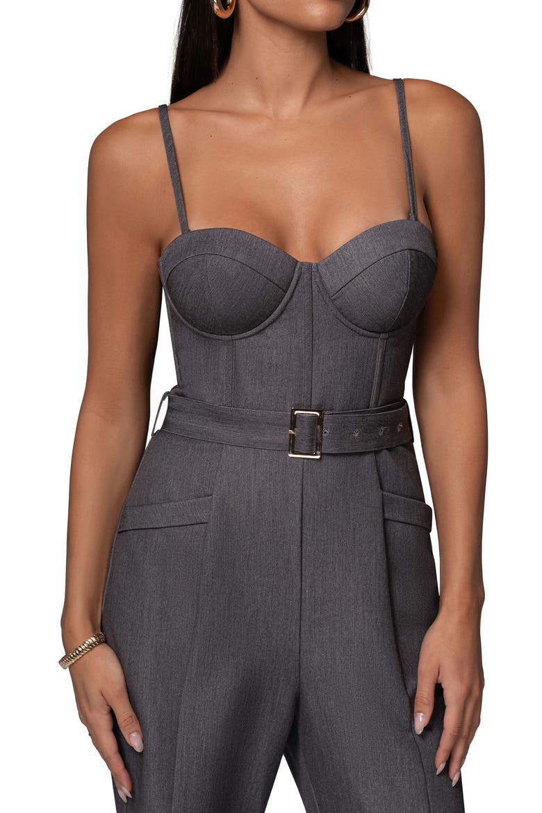 Sweetheart Aroma Bustier Jumpsuit, Alternate, color, GREY