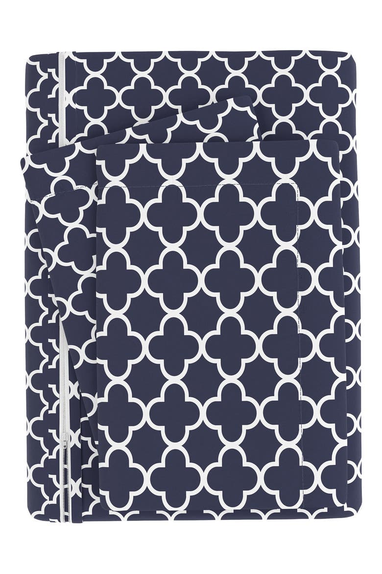 IENJOY HOME Premium Ultra Soft Quadrafoil Pattern 3-Piece Duvet Cover Set, Alternate, color, NAVY