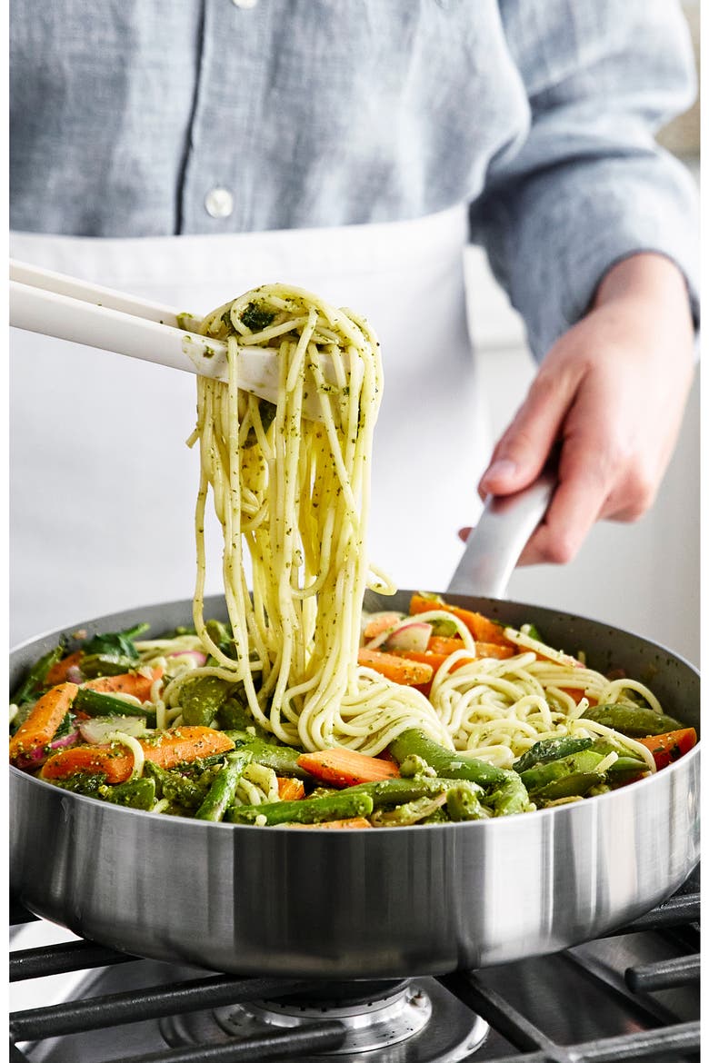 Chatham Anodized Stainless Ceramic Nonstick Sauté Pan with Glass Lid, Alternate, color, STAINLESS STEEL