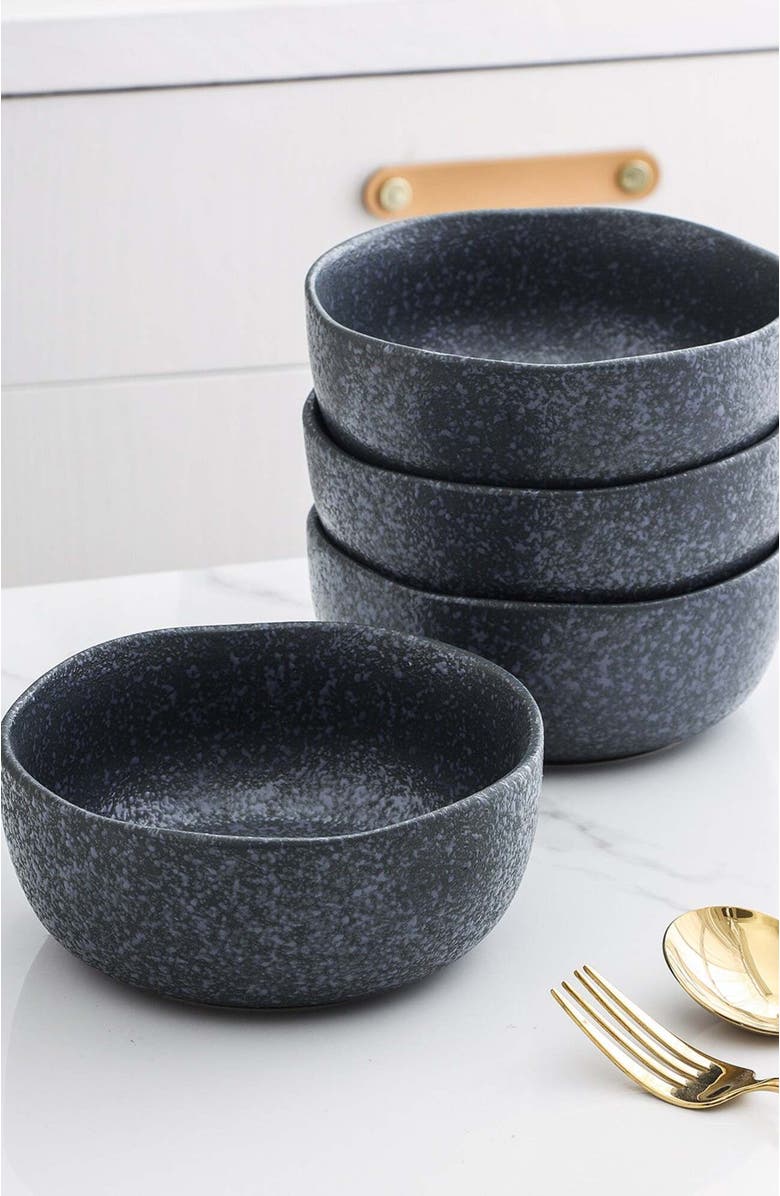 Stone Lain Tom Stoneware 4-Piece Bowl Set, Alternate, color, Gray And Blue