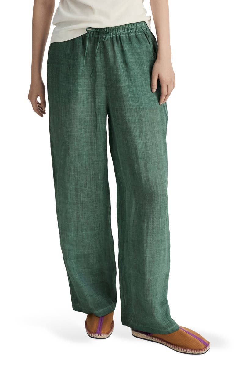 MANGO Overdyed Wide Leg Ramie Pants, Main, color, 