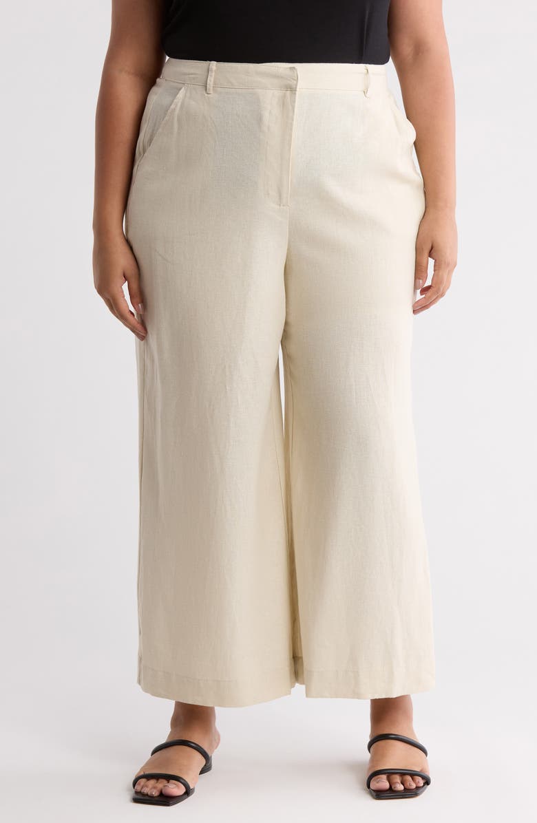 MAX STUDIO Linen Blend Wide Leg Pants, Main, color, Natural