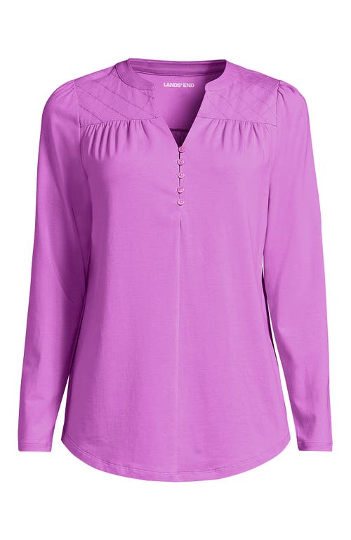 Lands' End Long Sleeve Lightweight Jersey Notch Neck Tunic Top In Purple