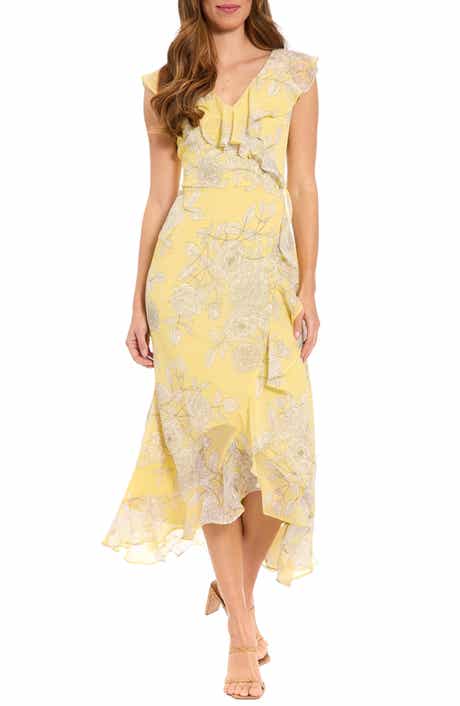 London Times Ruffle Wrap Maxi Dress