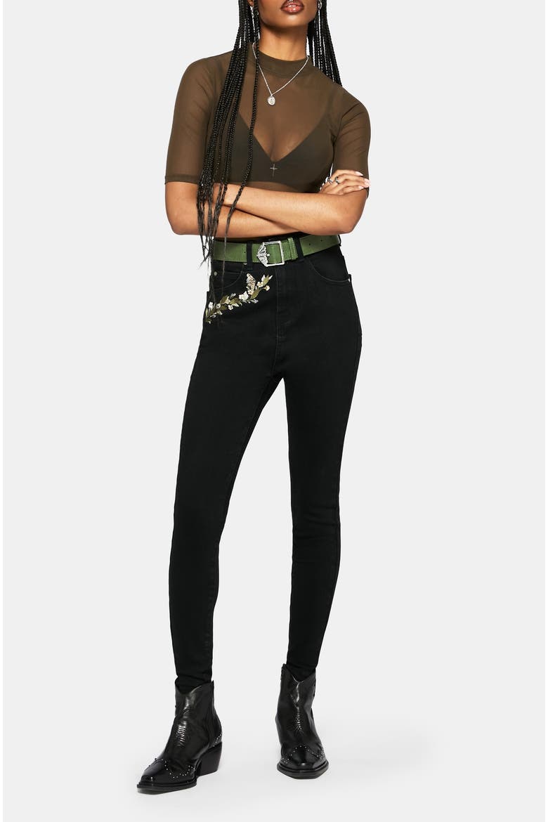Abundance Embroidered Denim Skinny Jean, Alternate, color, Black