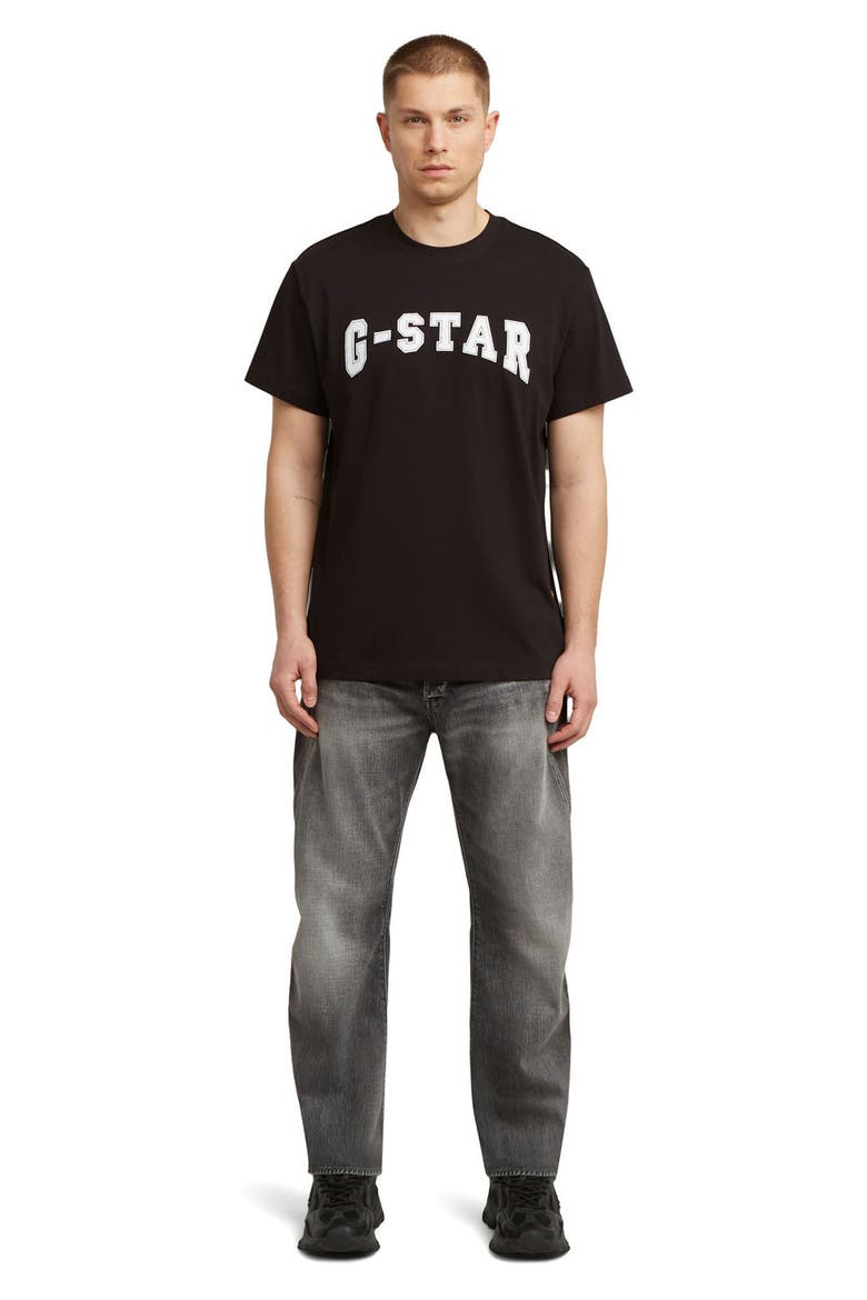 Felt Logo Organic Cotton T-Shirt, Alternate, color, DARK BLACK