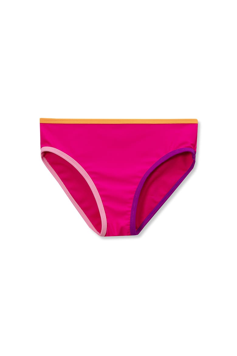 Girls Slim Chlorine Resistant Contrast Bikini Bottoms, Main, color, Neon Fuchsia