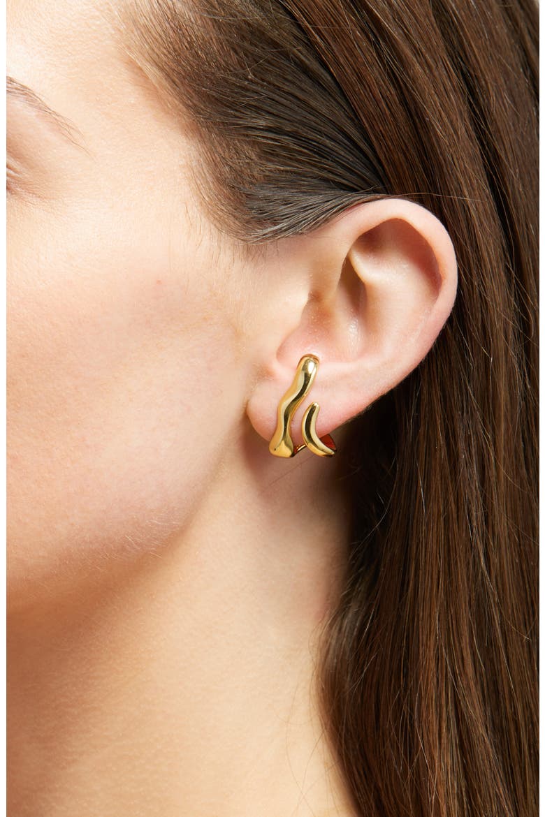 Sculptural Wraparound Double Hoop Earrings, Alternate, color, ANTIQUE GOLD