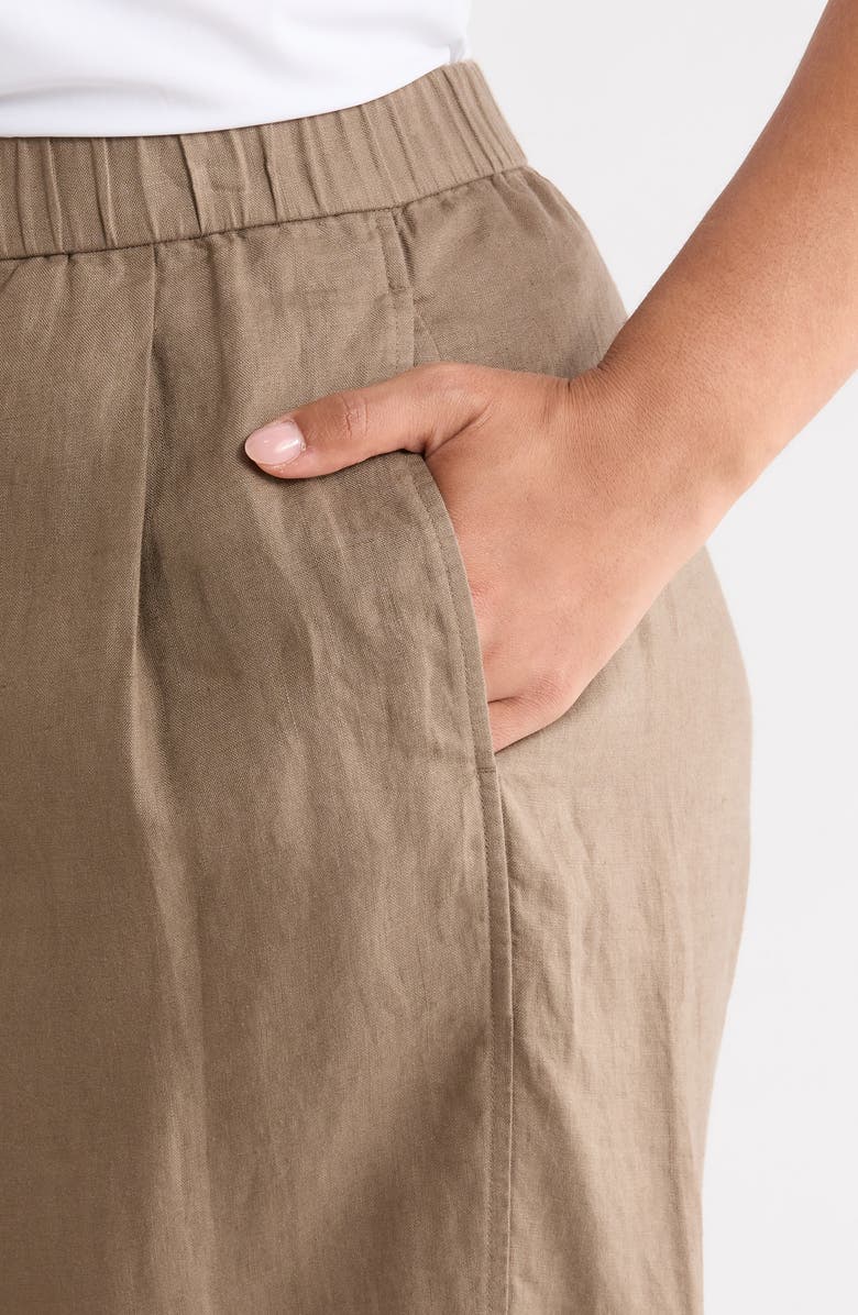 Eileen Fisher Pleated Organic Linen Ankle Lantern Pants, Alternate, color, Walnut