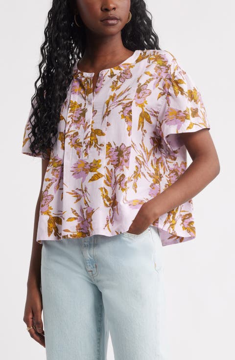 Floral Pleated Boxy Top