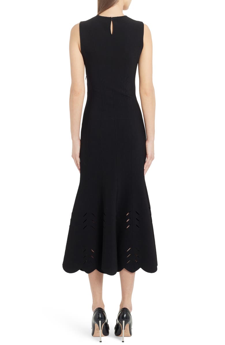 McQueen Alexander McQueen Cutout Scallop Hem Midi Sweater Dress, Alternate, color, 