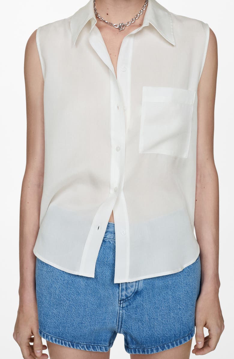 MANGO Sleeveless Button-Up Shirt, Main, color, 