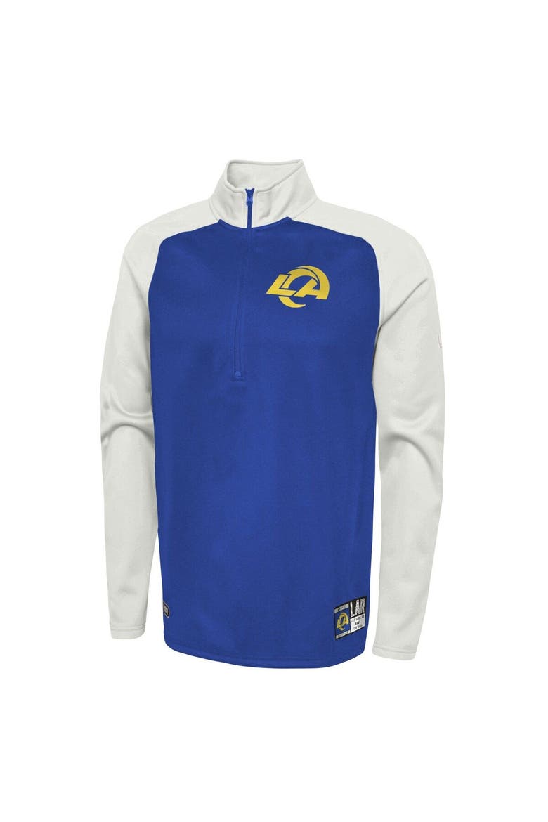 Men's New Era Royal Los Angeles Rams Combine Authentic O-Line Raglan Half-Zip Jacket, Alternate, color, Royal