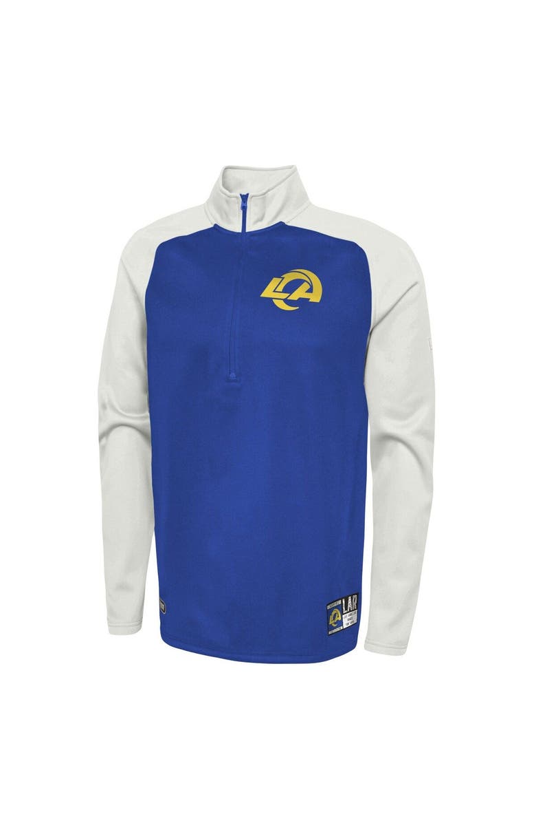 New Era Men's New Era Royal Los Angeles Rams Combine Authentic O-Line Raglan Half-Zip Jacket, Alternate, color,