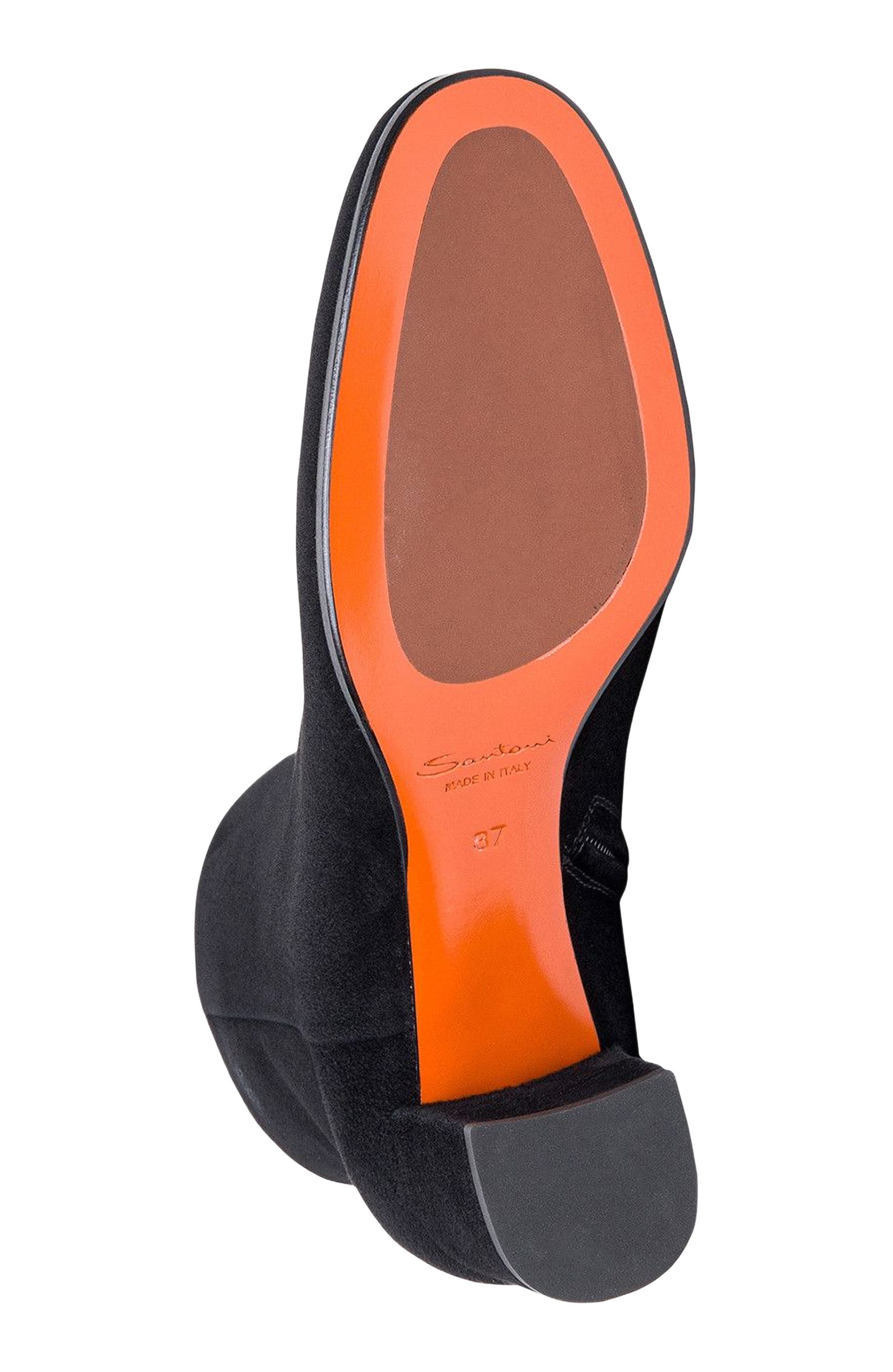 Santoni Women's suede mid-heel ankle boot, Alternate, color, Black