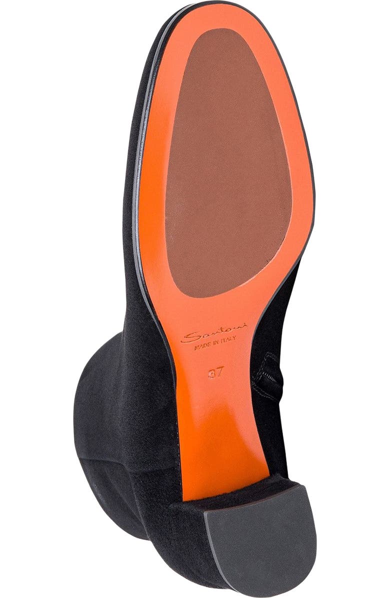 Santoni Women's suede mid-heel ankle boot, Alternate, color, Black