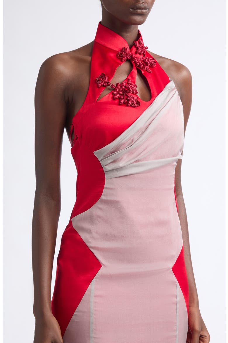 Wai Tak Silk Gown, Alternate, color, RED AND SMOKE
