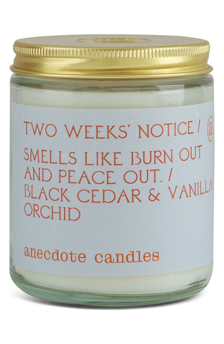 ANECDOTE CANDLES Two Weeks' Notice Candle, Main, color, Blue