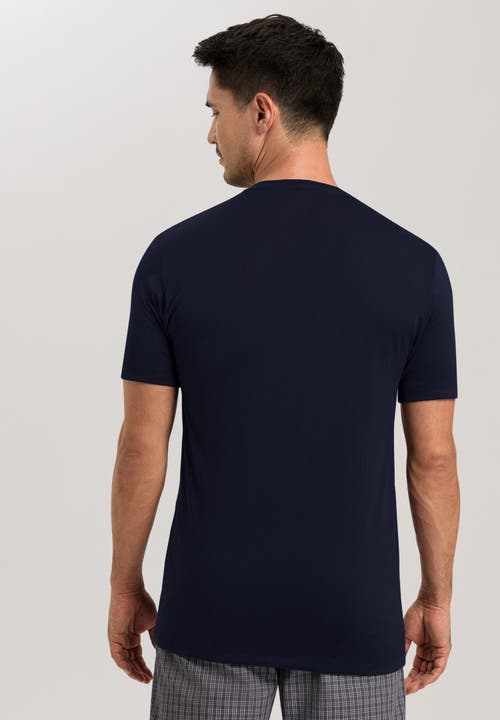 Hanro Night And Day Cotton Crew Neck T-shirt In Black Iris
