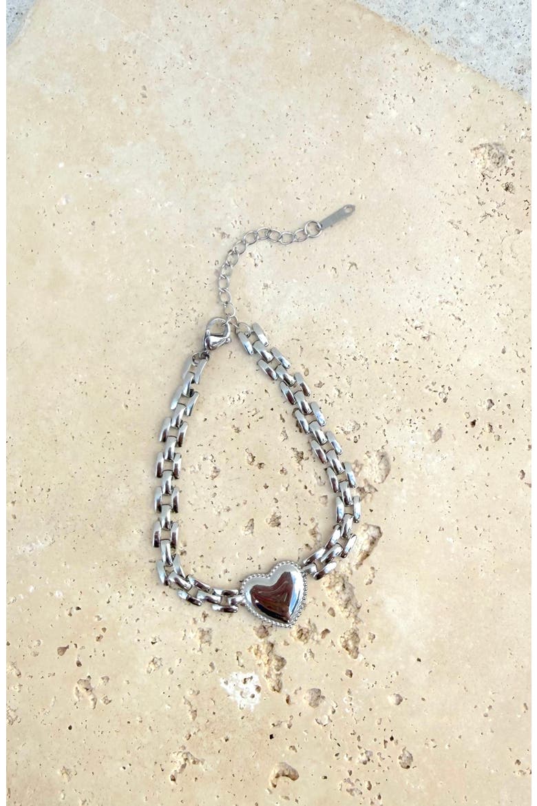 Heart Pendant Bracelet, Alternate, color, SILVER