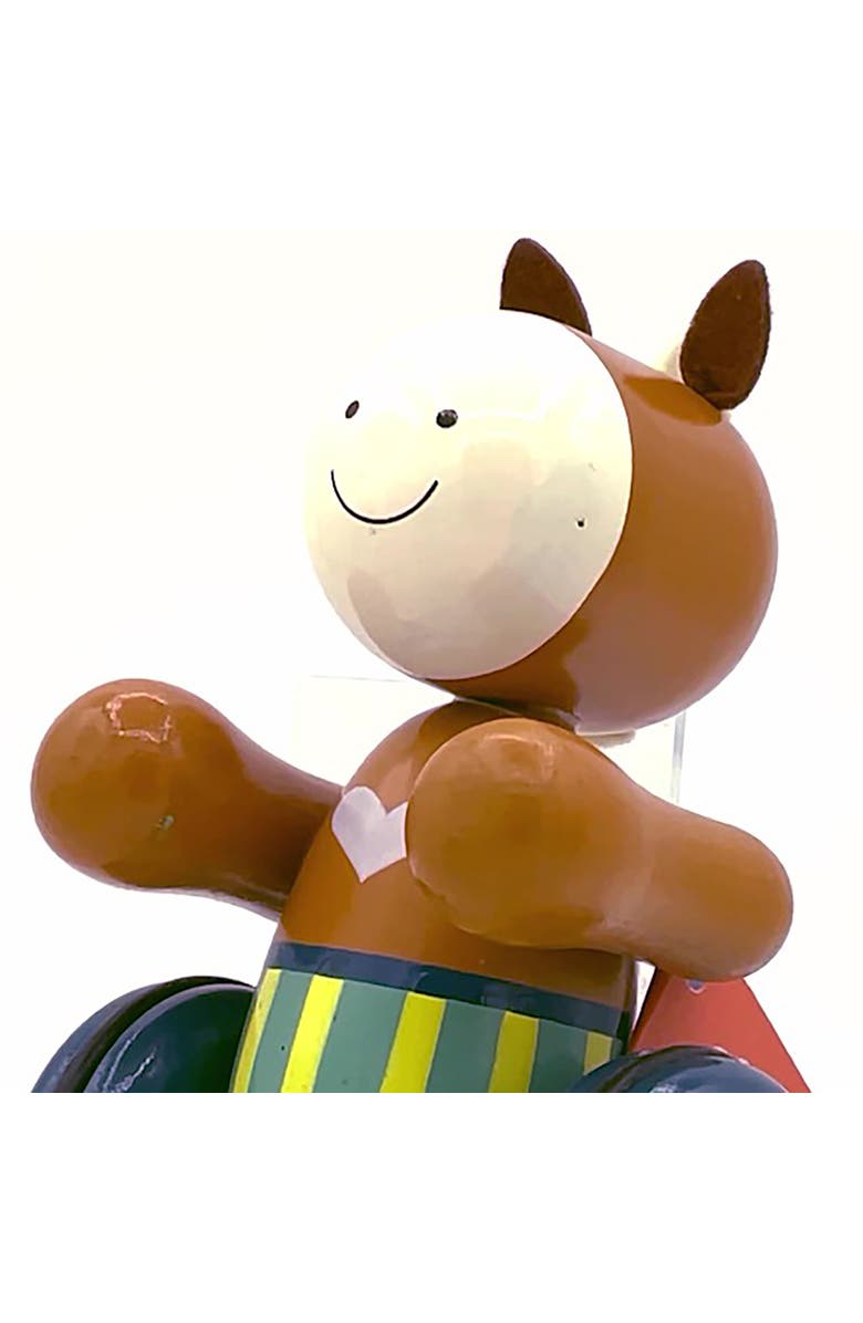 ORANGE TREE TOYS Push Along Pony Wooden Toy, Colorful Wheeled Character with Handle, Alternate, color, Multicolored