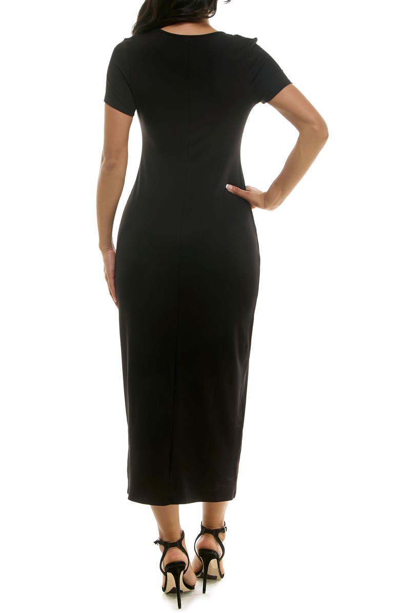 bebe Square Neck Midi Dress, Alternate, color, Black