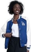 STARTER Women's Starter White/Royal Los Angeles Dodgers Blitz Varsity Raglan Full-Snap Satin Jacket