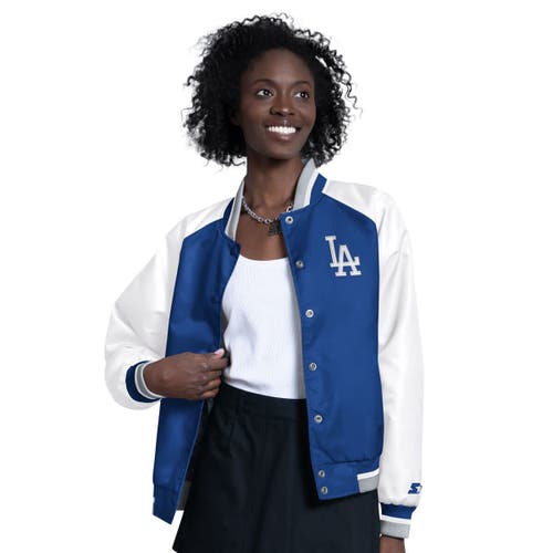 Women's Starter White/Royal Los Angeles Dodgers Blitz Varsity Raglan Full-Snap Satin Jacket at Nordstrom, Size Large