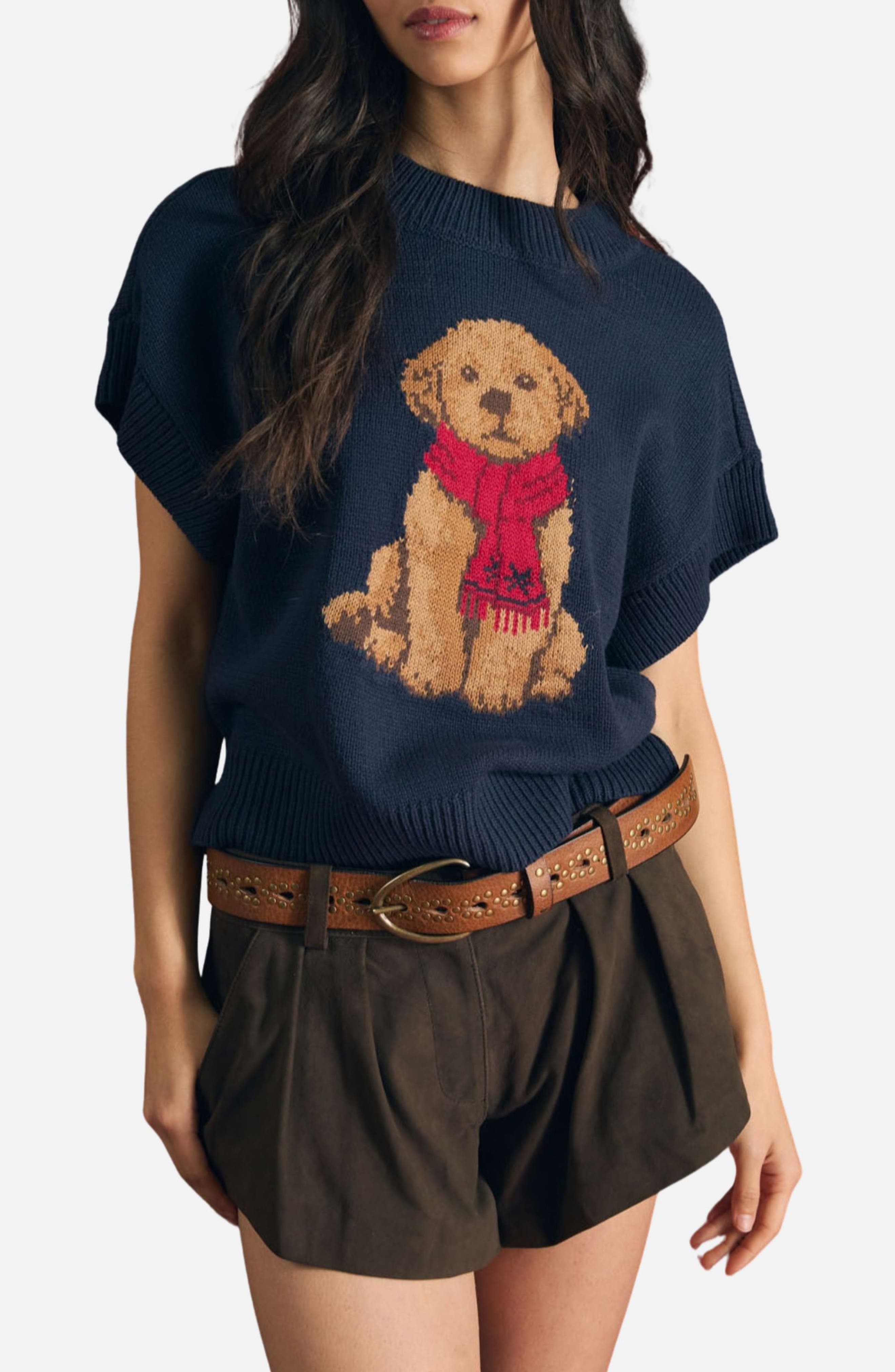 Puppy Short Sleeve Sweater