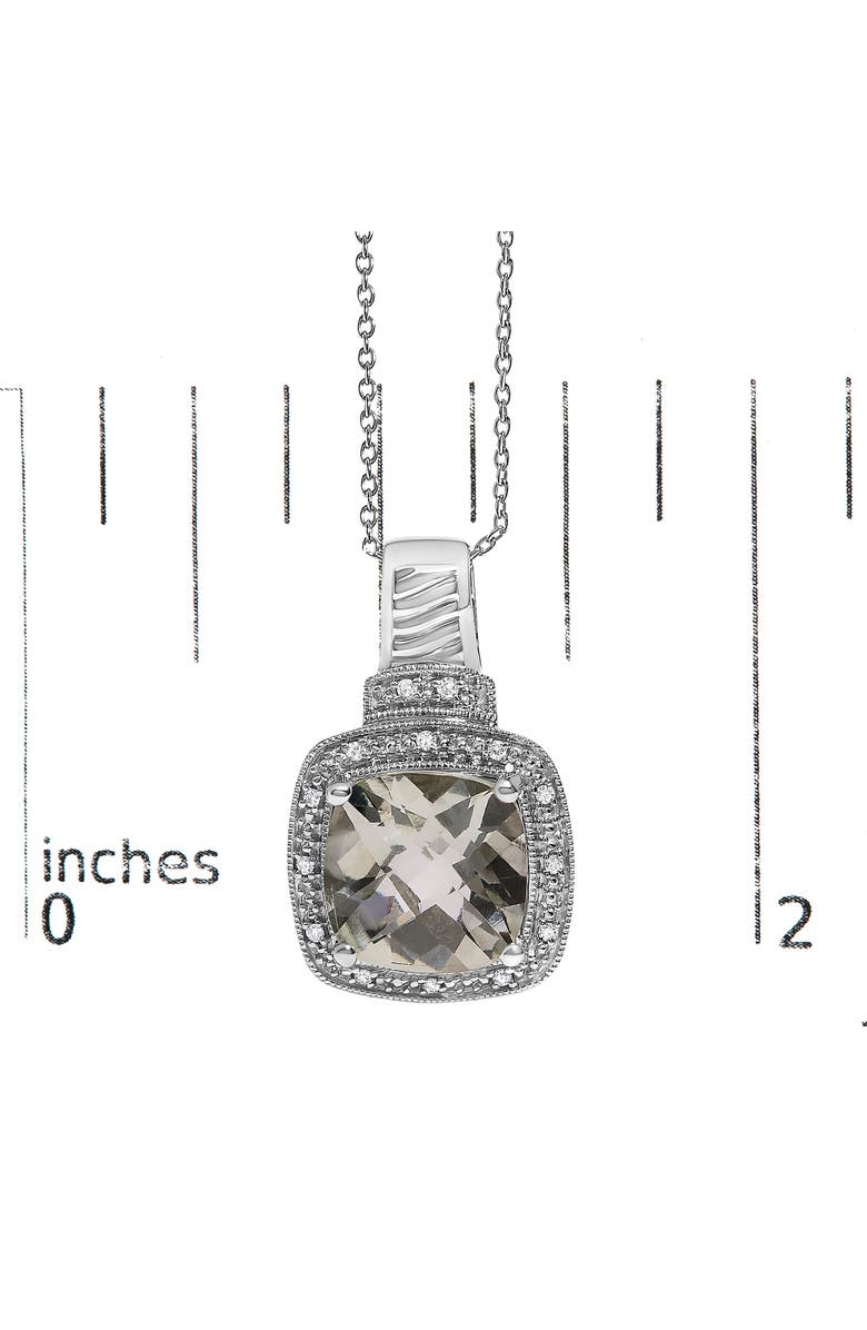Haus of Brilliance Sterling Silver Cushion Gray Green Amethyst and Diamond Accent Halo Pendant Necklace, Alternate, color, Silver