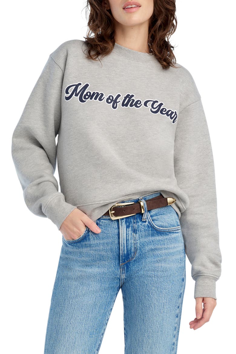 The Varsity Mom of the Year French Terry Graphic Sweatshirt, Main, color, HEATHER GREY