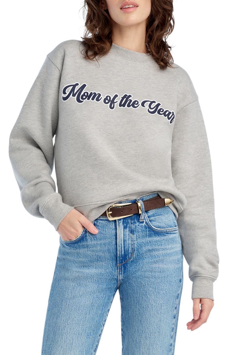 Favorite Daughter The Varsity Mom of the Year French Terry Graphic Sweatshirt, Main, color, Heather Grey