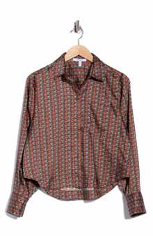 Estrella Geometric Print Cropped Shirt
