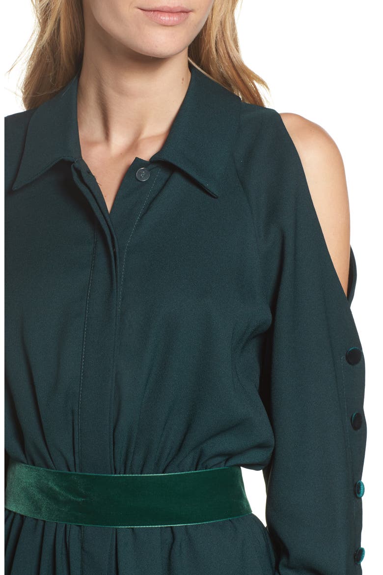 Cold Shoulder Shirtdress, Alternate, color, GREEN