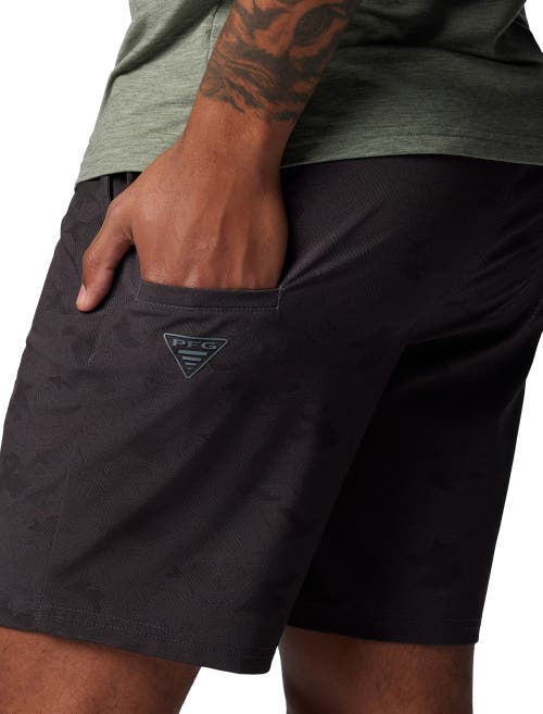 Shop Columbia Big & Tall Pfg Uncharted Shorts In Grey Black
