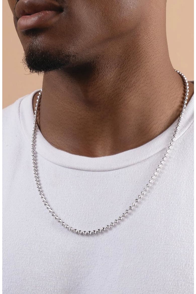 Sterling Silver Moon Ball Chain Necklace, Alternate, color, SILVER