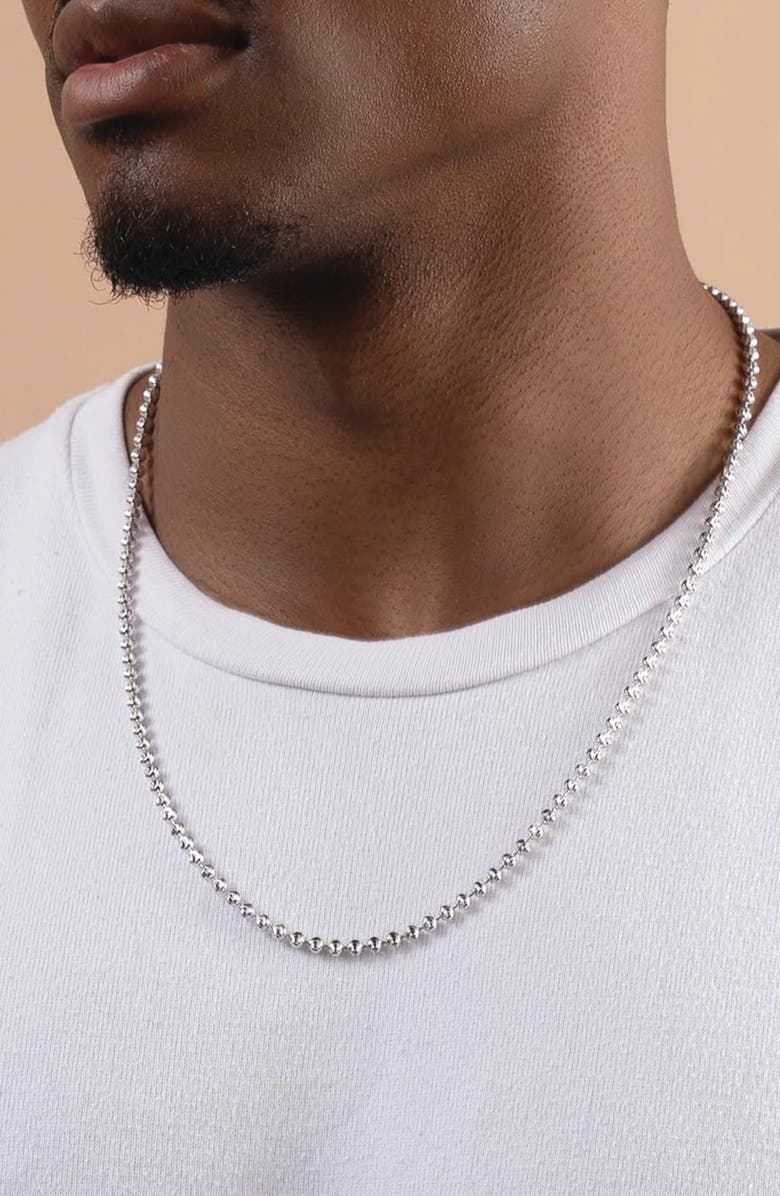 BEST SILVER Sterling Silver Moon Ball Chain Necklace, Alternate, color, Silver