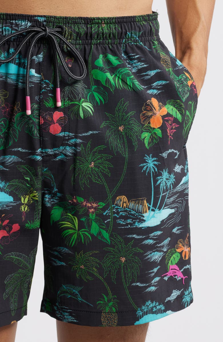 Tommy Bahama Naples Neon Shores Swim Trunks, Alternate, color, Black