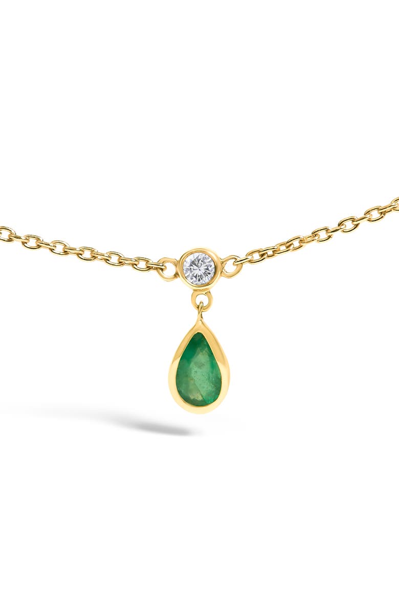 Haus of Brilliance 10K Yellow Gold Dangling Green Emerald and Diamond Station Necklace, Alternate, color, Yellow