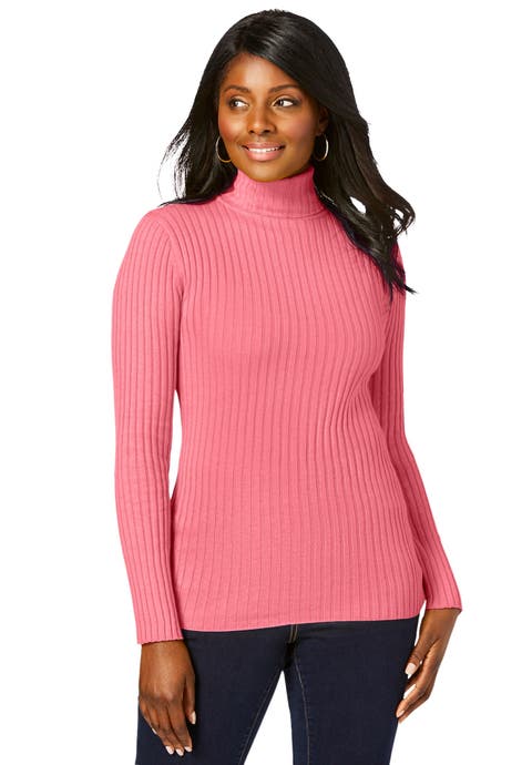 Ribbed Cotton Turtleneck Sweater (Plus Available)