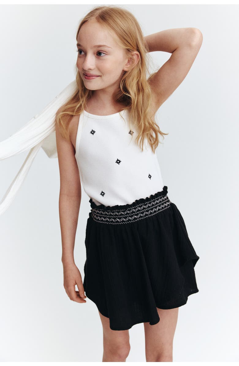 H&M Smock-detail Muslin Skort, Alternate, color, Black
