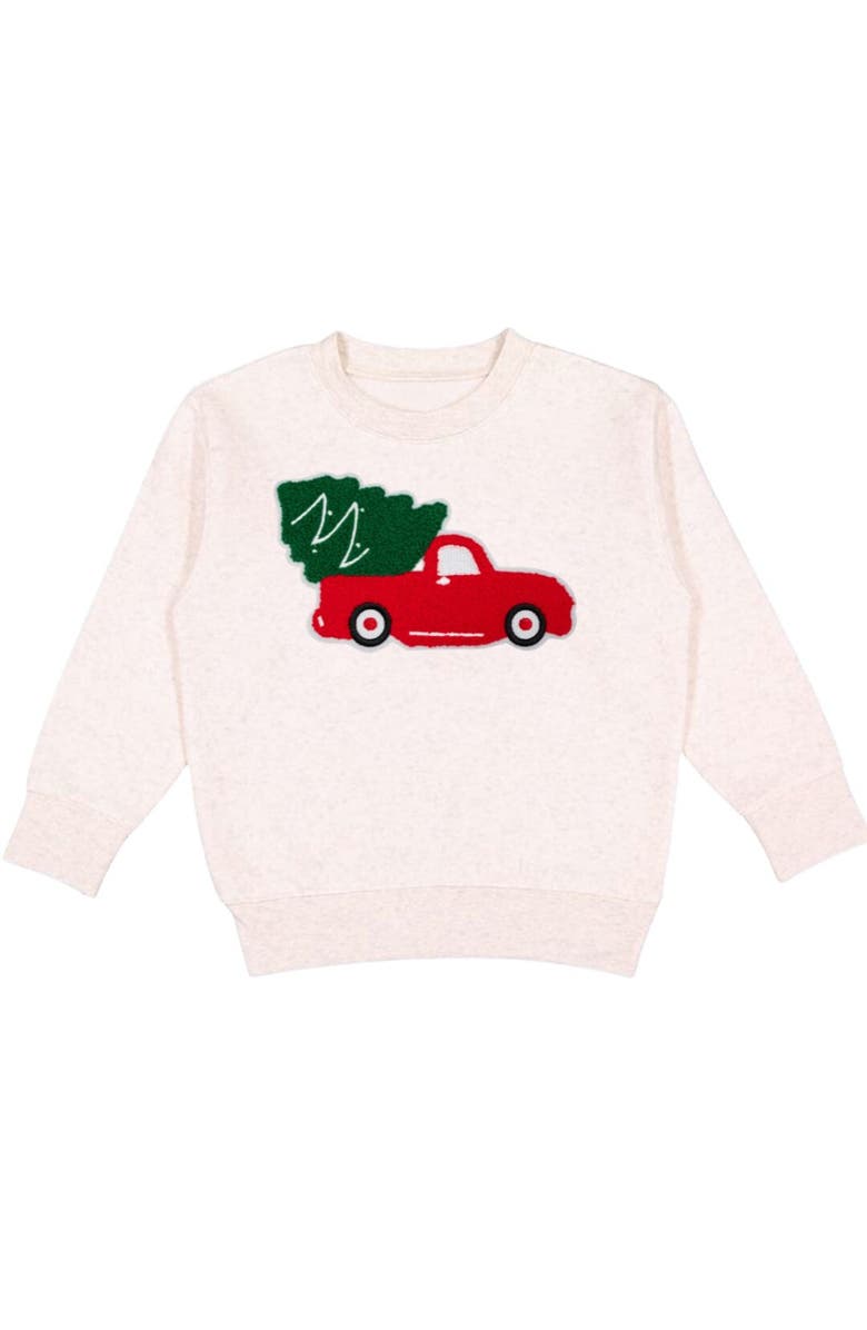 Sweet Wink Christmas Truck Patch Sweatshirt, Main, color, Natural