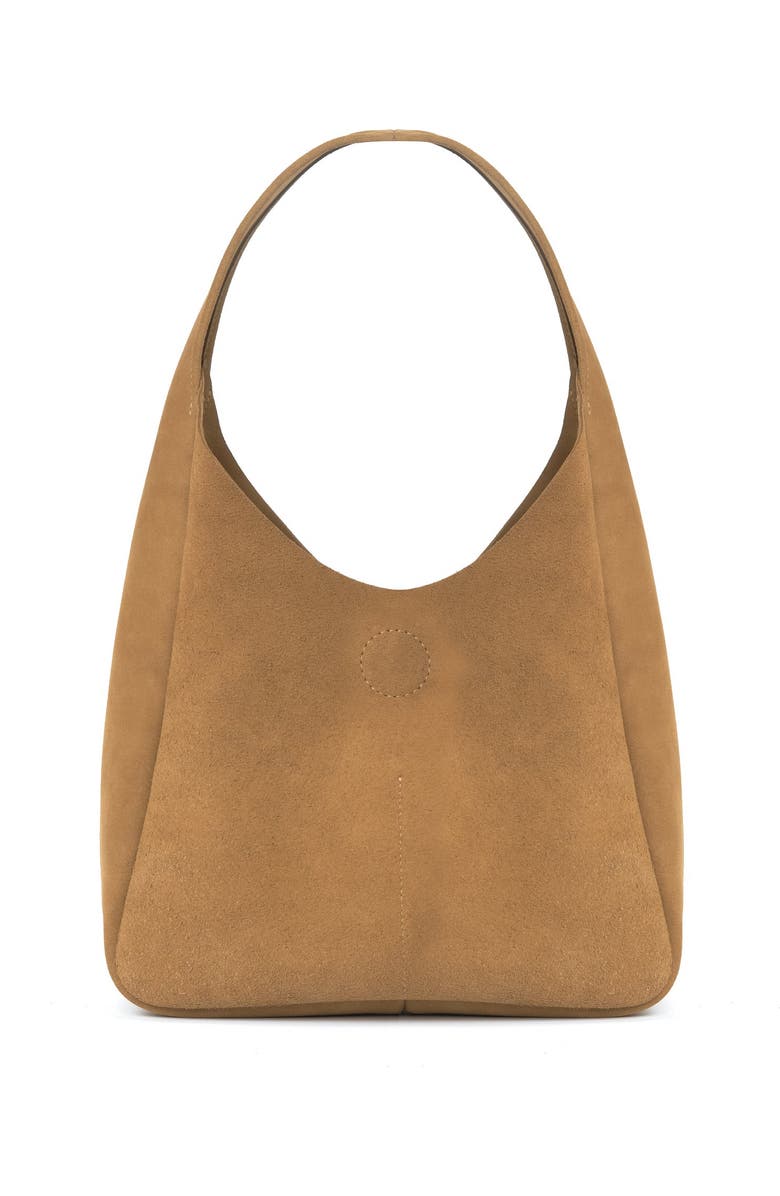 Ezra Arthur Phoebe Leather Hobo Nubuck Suede Shoulder Bag, Main, color, Sand