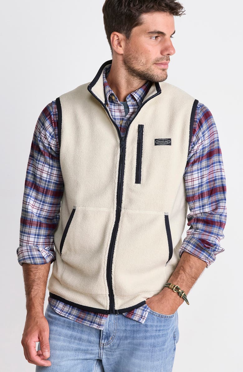vineyard vines Bonfire Fleece Vest, Alternate, color, Stone