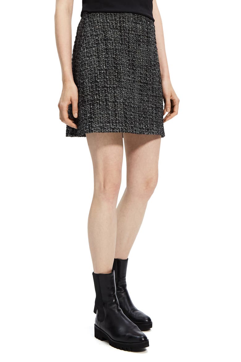 Noelle High Waist Tweed Miniskirt, Alternate, color, BLACK MULTI - A0P