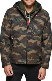 Tommy Hilfiger Soft Shell Hooded Jacket with Faux Shearling Lining