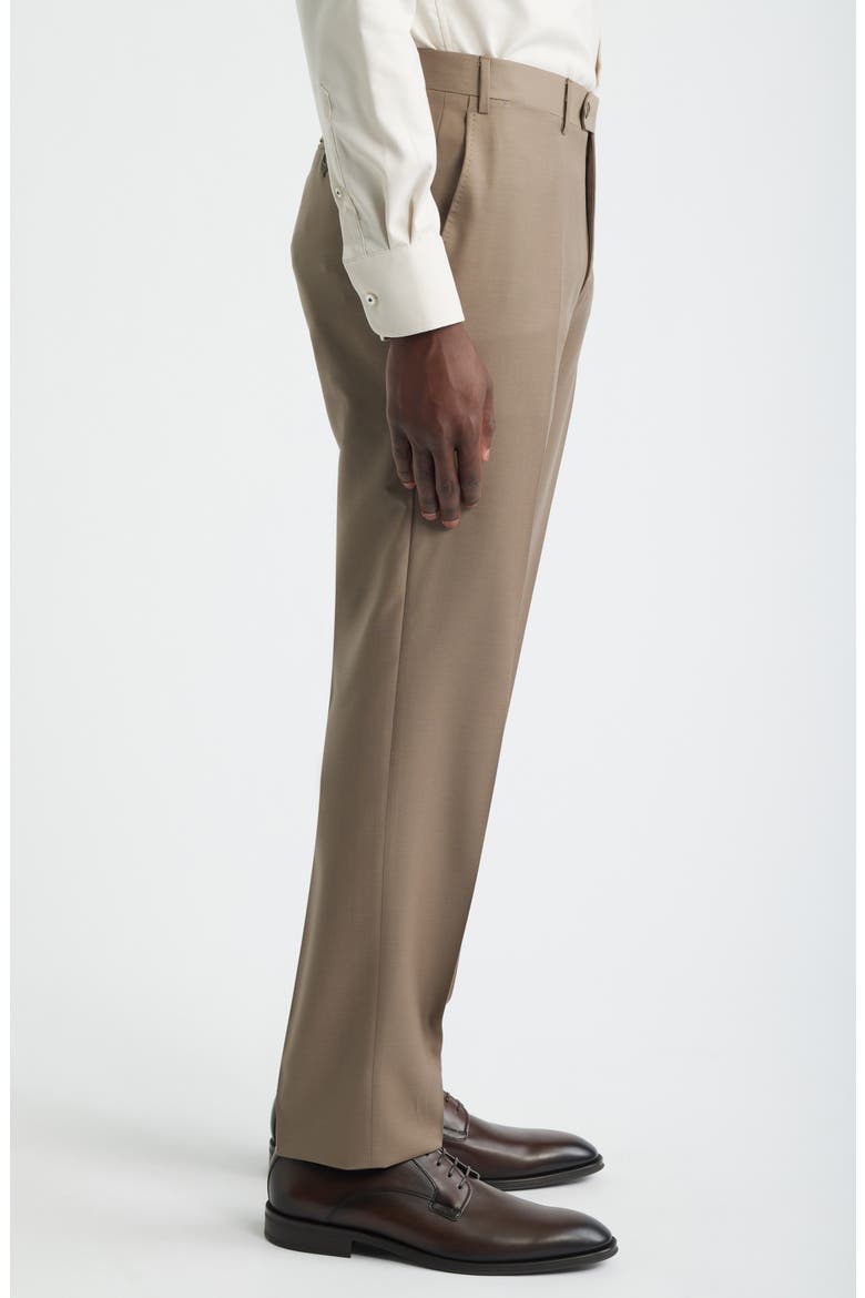 Siena Regular Fit Wool Twill Dress Pants, Alternate, color, DARK BEIGE