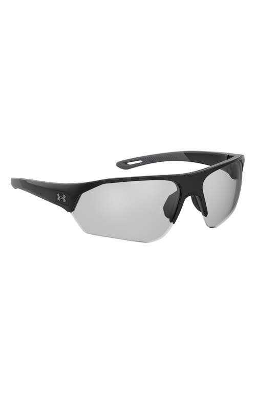 Under Armour 72mm Gradient Polarized Rectangular Sunglasses In Matte Black Grey